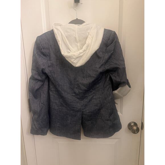 Veronica Beard Chambray Dickey Jacket Sz 8 & Hoodie Insert OS Removable Academia - Picture 4 of 9
